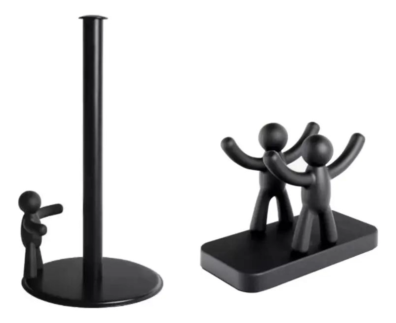 SOPORTE PARA TOALLA DE PAPEL Y SERVILLETERO NEGRO - 1