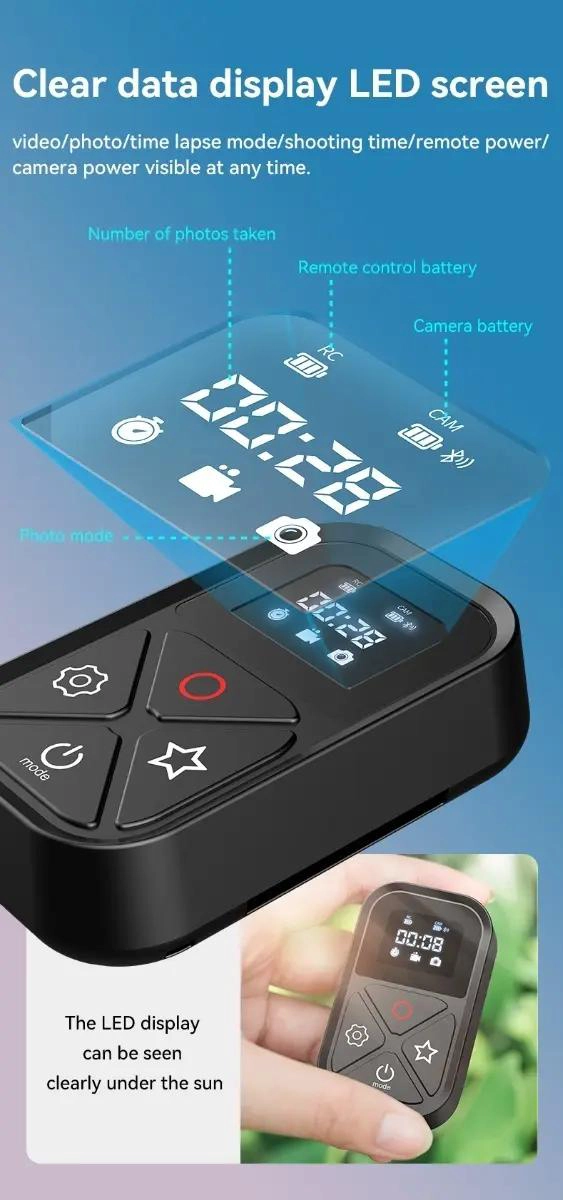 CONTROL REMOTO BLUETOOTH PARA CAMARAS Y SMARTPHONES HASTA 80M - 9