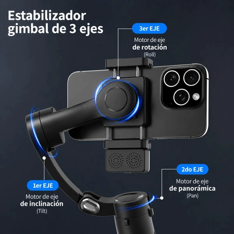 ESTABILIZADOR GIMBAL 3 EJES PARA CELULARES CON SEGUIMIENTO INTELIGENTE - 5