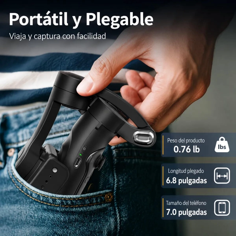 ESTABILIZADOR GIMBAL 3 EJES PARA CELULARES CON SEGUIMIENTO INTELIGENTE - 6