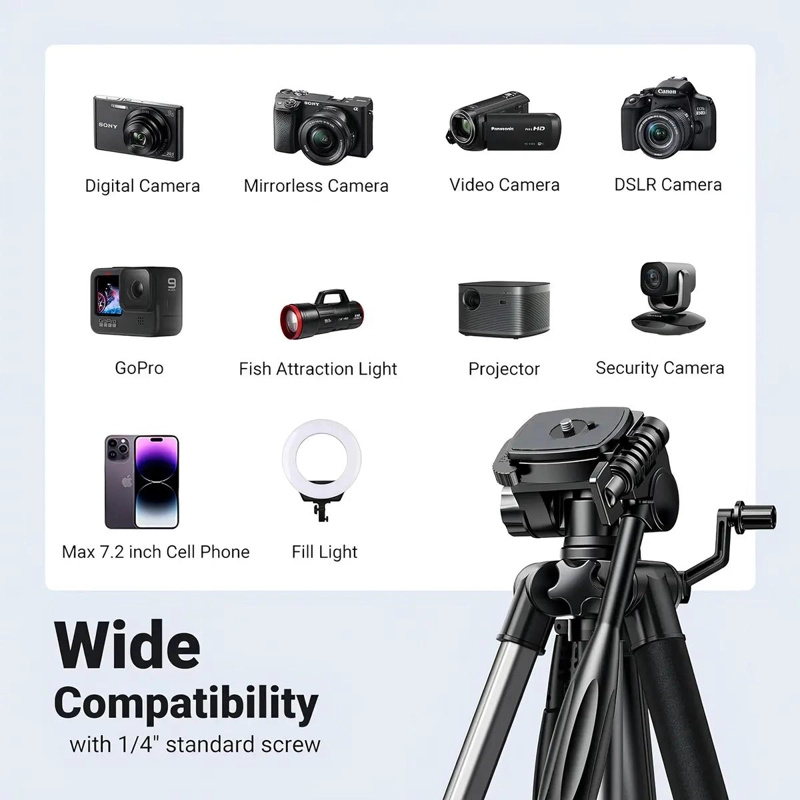 TRIPODE PROFESIONAL 1.75 METROS PARA CAMARA Y CELULAR - 6