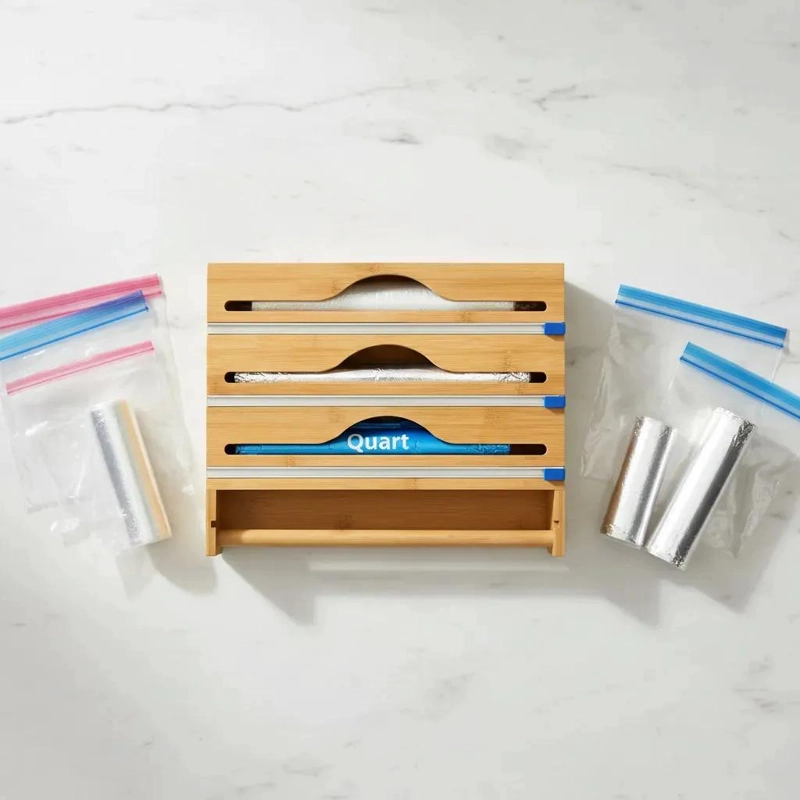 DISPENSADOR ORGANIZADOR DE BAMBU BEIGE CON 3 NIVELES - 6