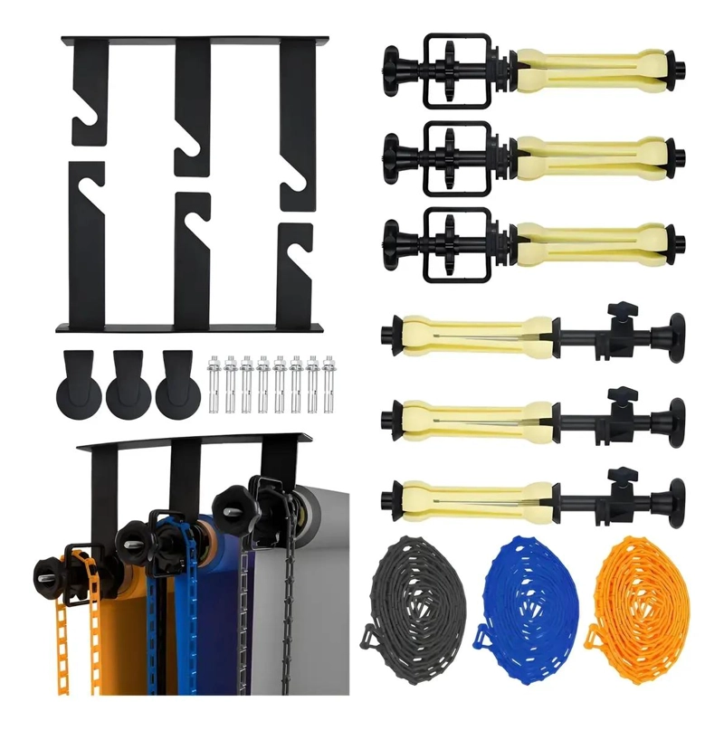 SOPORTE DE PARED CON 3 RODILLOS PARA FONDOS DE PAPEL - 1