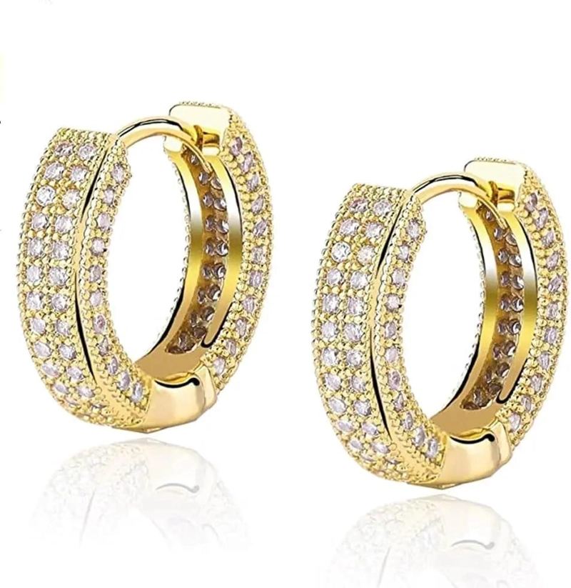 AROS ARGOLLAS DE ORO 24KT CON CRISTALES ELEGANTES - 1