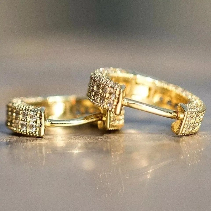 AROS ARGOLLAS DE ORO 24KT CON CRISTALES ELEGANTES - 2