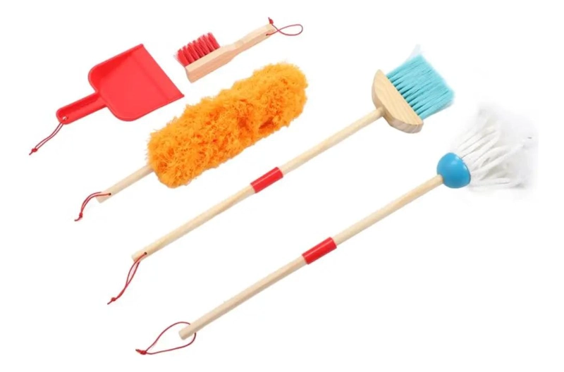 SET DE ASEO MONTESSORI PARA NIÑOS EN MADERA CON 6 ACCESORIOS - 2