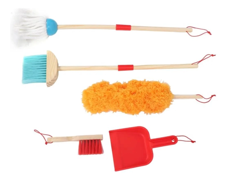 SET DE ASEO MONTESSORI PARA NIÑOS EN MADERA CON 6 ACCESORIOS - 3