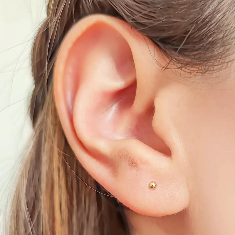 AROS BEBE  BOLA 2MM ENCHAPADO ORO 18K HIPOALERGE NICO - 3