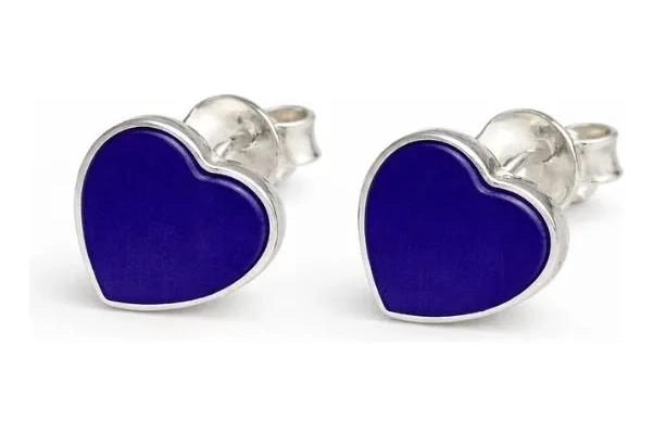 AROS DE LAPISLAZULI EN CORAZON DE PLATA 950 PARA MUJER - 1