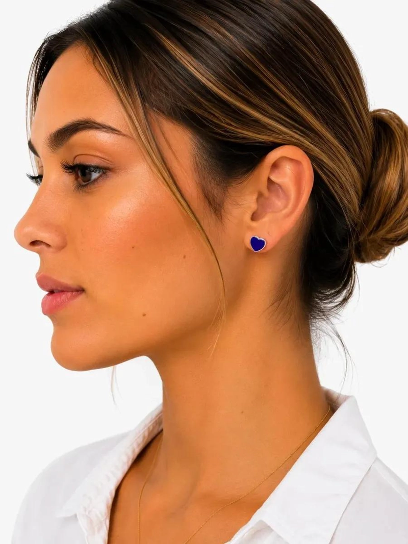 AROS DE LAPISLAZULI EN CORAZON DE PLATA 950 PARA MUJER - 3