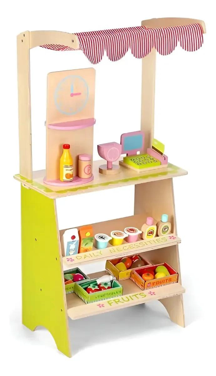 PUESTO DE MADERA PARA JUGAR A LAS FRUTAS Y VERDURAS - 1