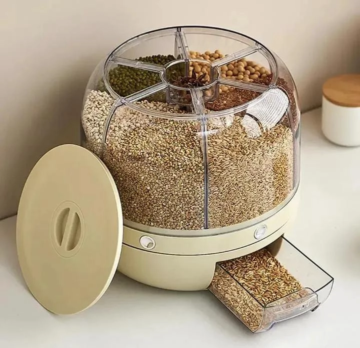 DISPENSADOR GIRATORIO DE 6 COMPARTIMIENTOS PARA GRANOS Y CEREALES - 4