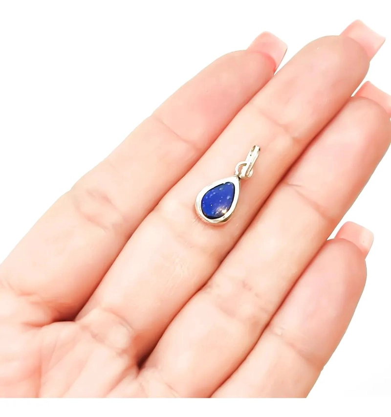 SET DE AROS COLGANTES GOTA EN LAPISLAZULI Y PLATA FINA 950 - 3