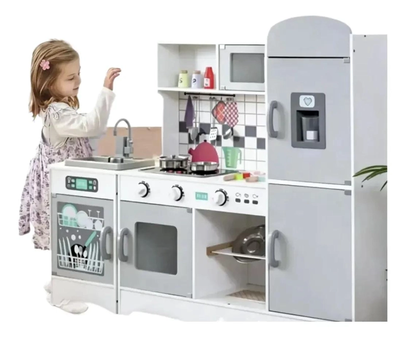 COCINA INFANTIL EDUCATIVA DE MADERA JUGUETE BLANCO PARA NIÑOS - 1