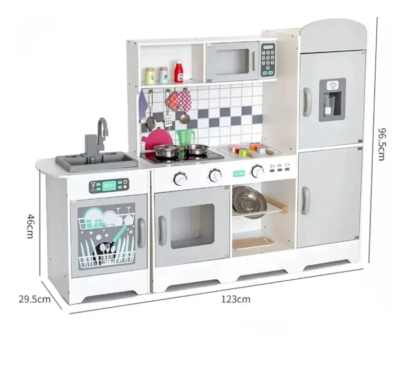 COCINA INFANTIL EDUCATIVA DE MADERA JUGUETE BLANCO PARA NIÑOS - 4