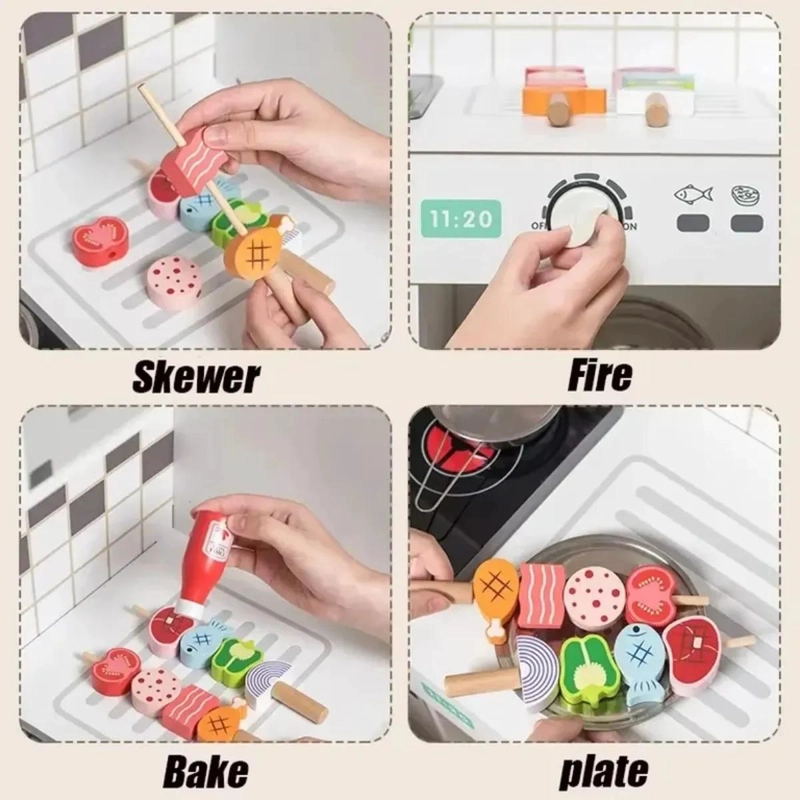 COCINA INFANTIL EDUCATIVA DE MADERA JUGUETE BLANCO PARA NIÑOS - 5