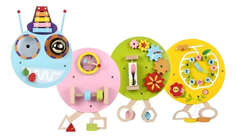 JUEGO DE PARED DIDACTICO DE MADERA PARA NIÑOS CON ACTIVIDADES INTERACTIVAS - 1