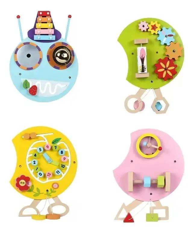 JUEGO DE PARED DIDACTICO DE MADERA PARA NIÑOS CON ACTIVIDADES INTERACTIVAS - 3