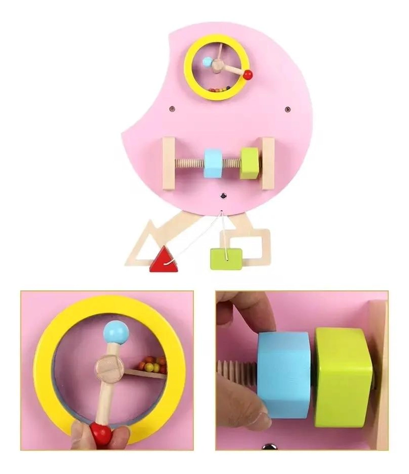 JUEGO DE PARED DIDACTICO DE MADERA PARA NIÑOS CON ACTIVIDADES INTERACTIVAS - 5