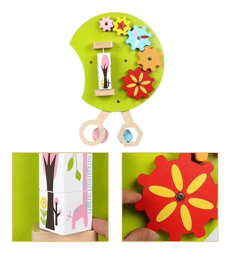 JUEGO DE PARED DIDACTICO DE MADERA PARA NIÑOS CON ACTIVIDADES INTERACTIVAS - 6