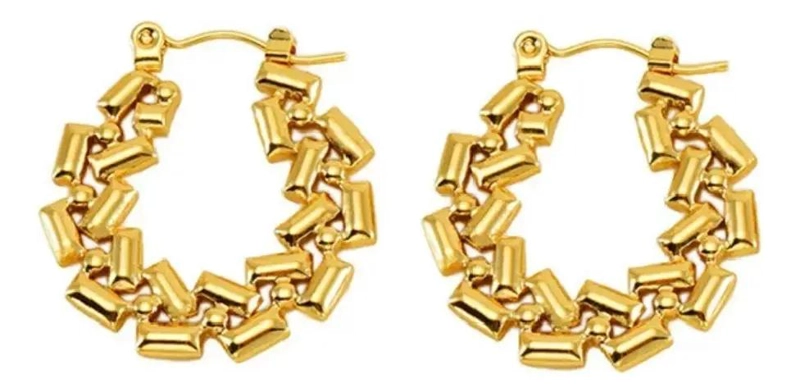 AROS GEOME TRICOS CHAPADOS EN ORO 18K HIPOALERGE NICOS - 1