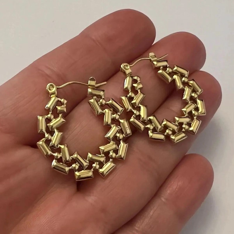 AROS GEOME TRICOS CHAPADOS EN ORO 18K HIPOALERGE NICOS - 2