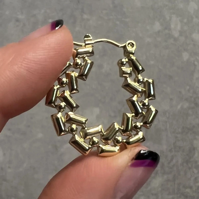 AROS GEOME TRICOS CHAPADOS EN ORO 18K HIPOALERGE NICOS - 3