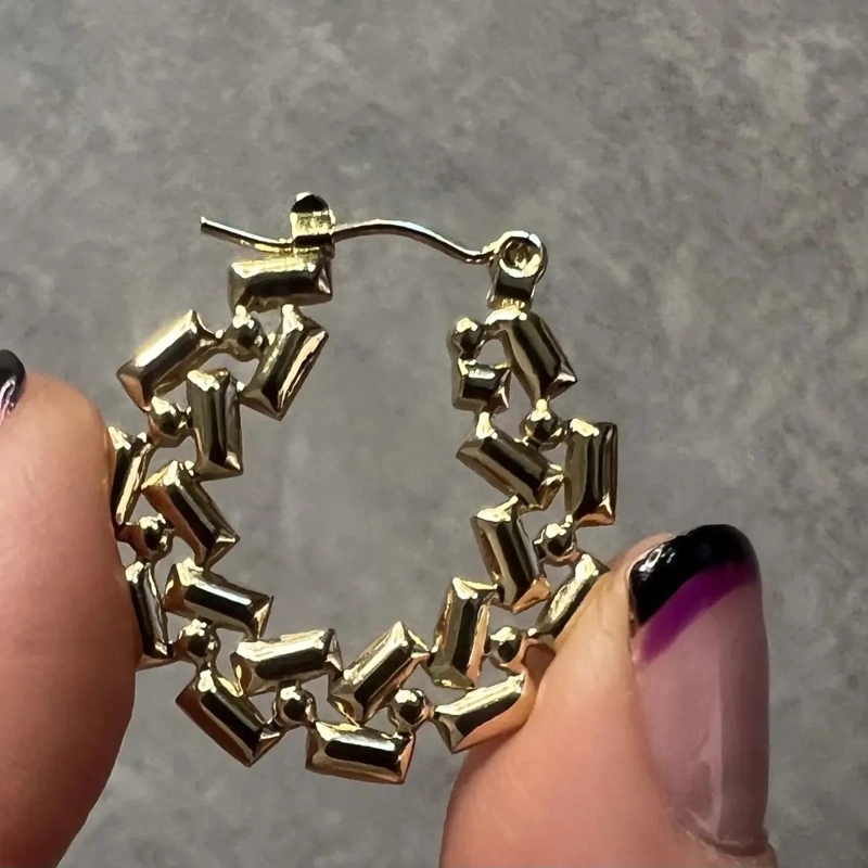 AROS GEOME TRICOS CHAPADOS EN ORO 18K HIPOALERGE NICOS - 5