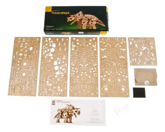 MAQUETA DINAMICA DE TRICERATOPS EN MADERA PARA ARMAR - 4