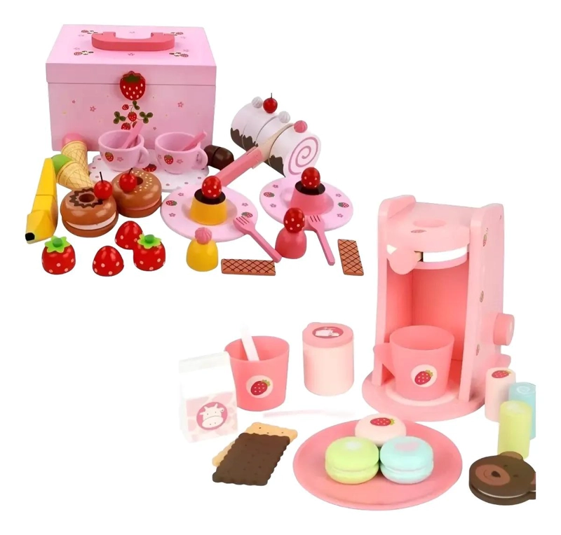 JUEGO DIDACTICO DE MADERA CON FRUTAS Y CAFETERA 41 PIEZAS - 1