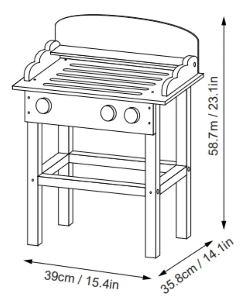 COCINA INFANTIL DE MADERA ESTILO PARRILLA PARA ASADOS Y BARBACOAS - 4