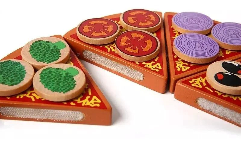 JUEGO DIDACTICO DE MADERA PARA CORTAR PIZZA 27 PIEZAS - 5