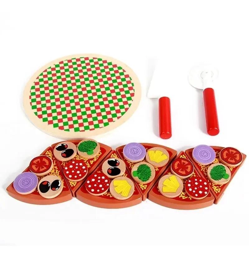 JUEGO DIDACTICO DE MADERA PARA CORTAR PIZZA 27 PIEZAS - 9