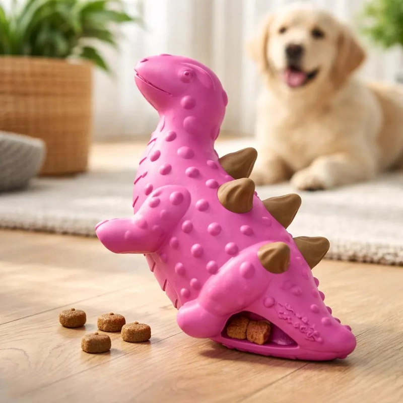 DISPENSADOR DE SNACKS PARA PERROS ESTEGOSAURIO MASTICABLE - 3