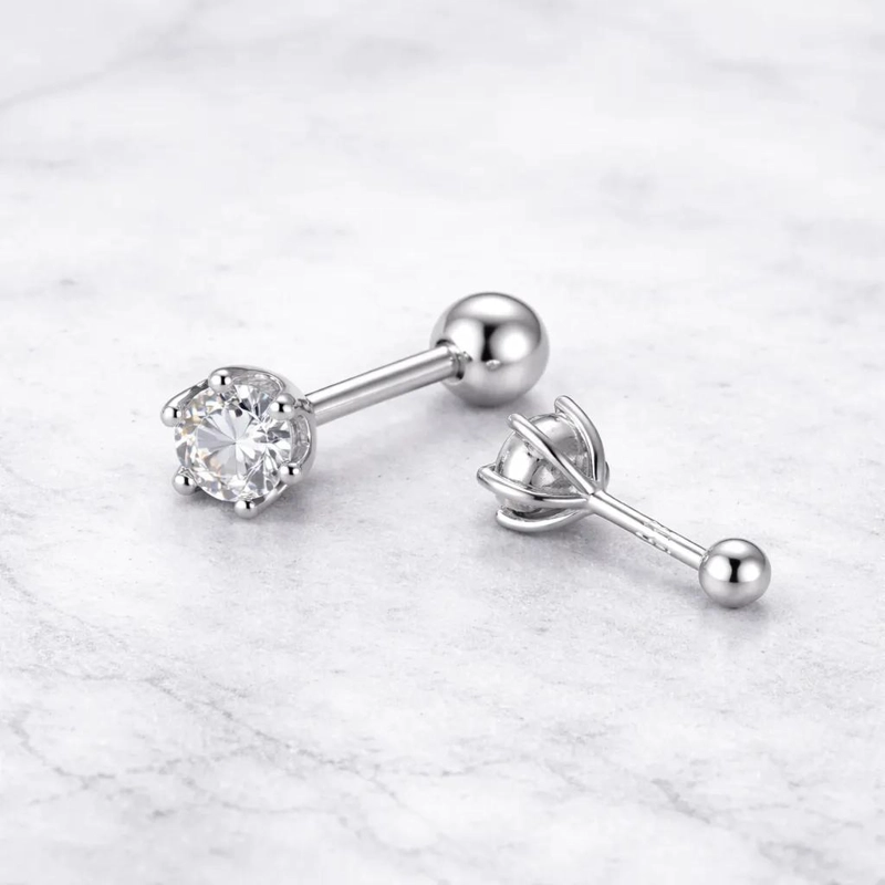 AROS DE PLATA 925 CON CIRCON DE 5 MM PARA BEBE S - 1
