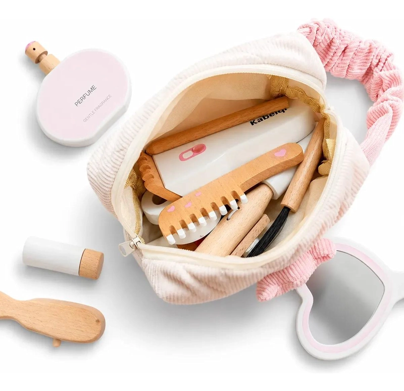 SET DE MAQUILLAJE DE MADERA PARA NIÑAS CON ACCESORIOS - 3