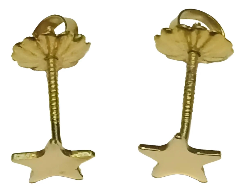 AROS DE ORO 18 KILATES CON DISEÑO DE ESTRELLAS PARA BEBE - 3