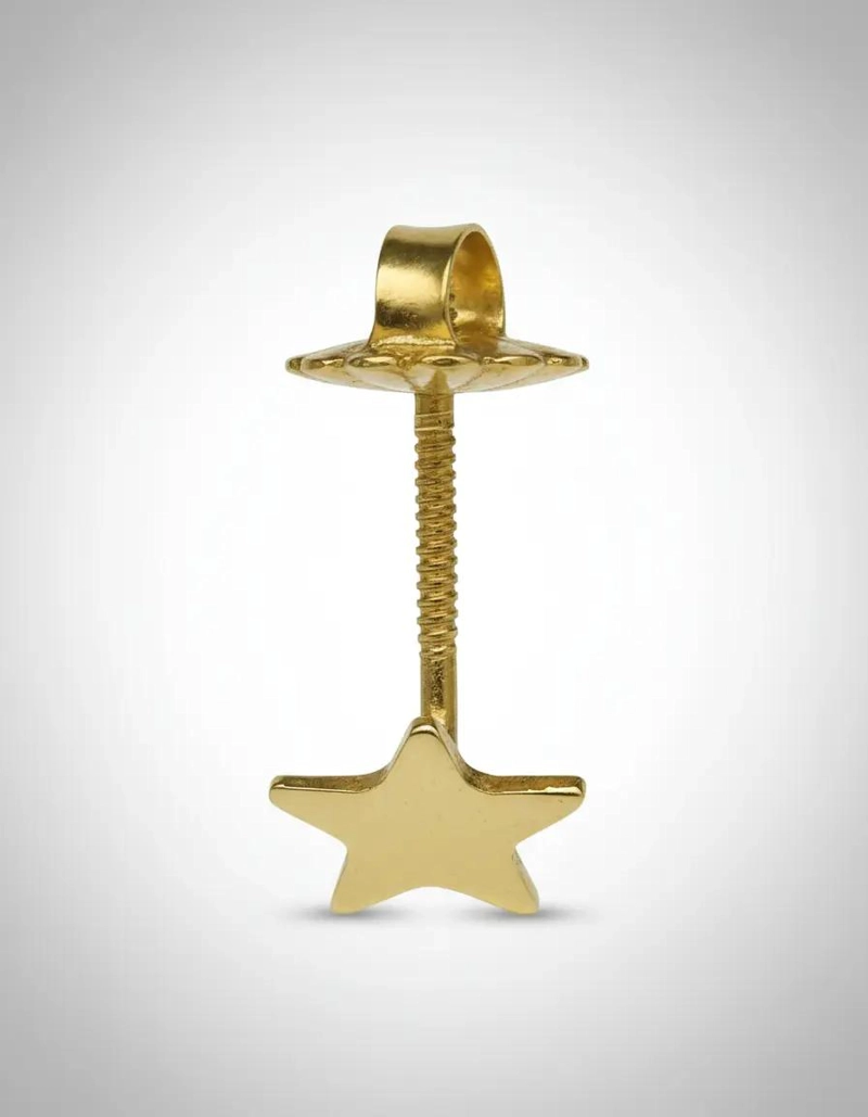 AROS DE ORO 18 KILATES CON DISEÑO DE ESTRELLAS PARA BEBE - 4