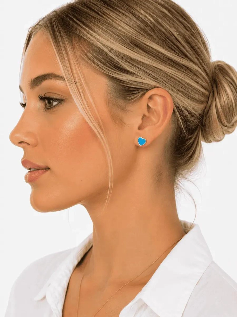 AROS DE TURQUESA EN FORMA DE CORAZON DE PLATA 950 - 3