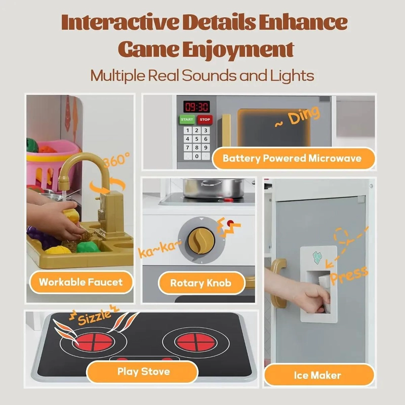 COCINA DE MADERA INFANTIL CON HORNO Y ACCESORIOS - 3