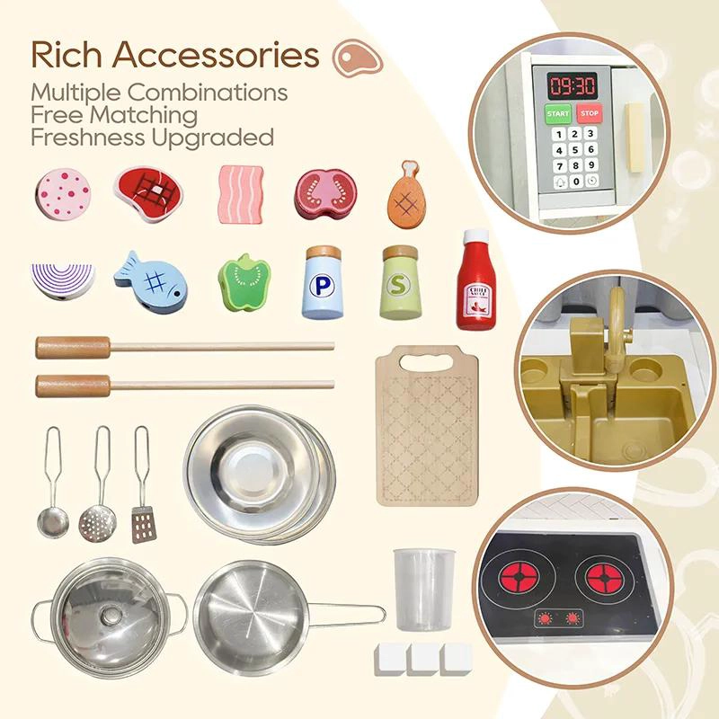 COCINA DE MADERA INFANTIL CON HORNO Y ACCESORIOS - 5