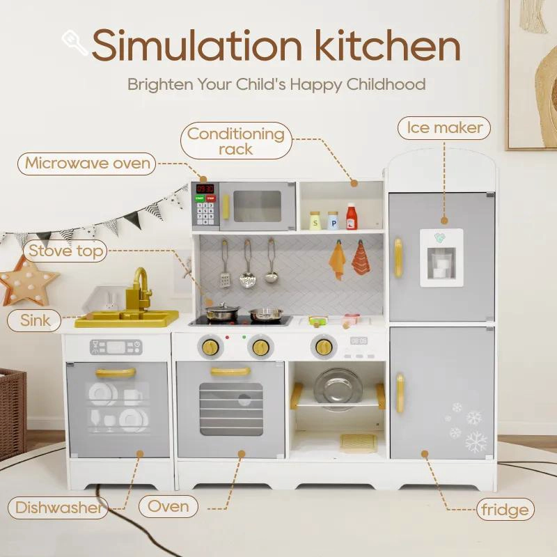 COCINA DE MADERA INFANTIL CON HORNO Y ACCESORIOS - 6