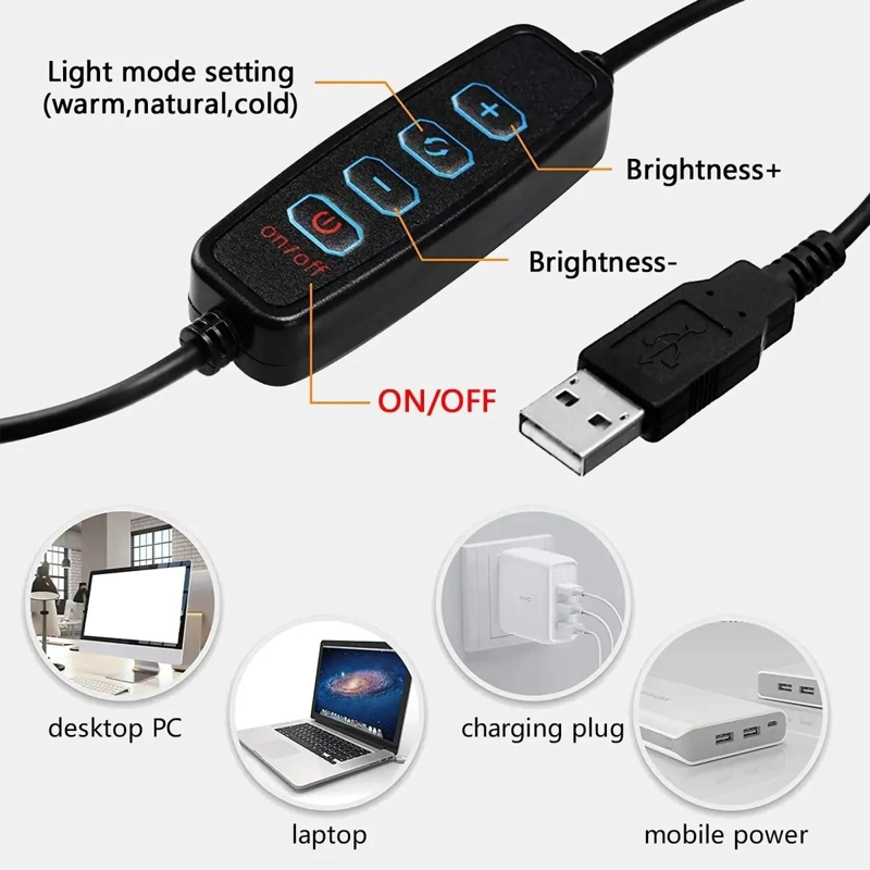 ARO DE LUZ LED CON SOPORTE PARA CELULAR Y TRIPODE - 5