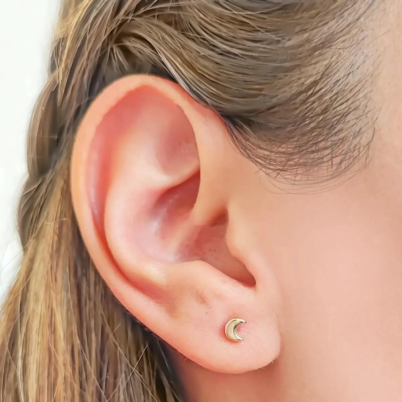 AROS LUNA LAMINADOS EN ORO 18K PARA BEBE S - 2
