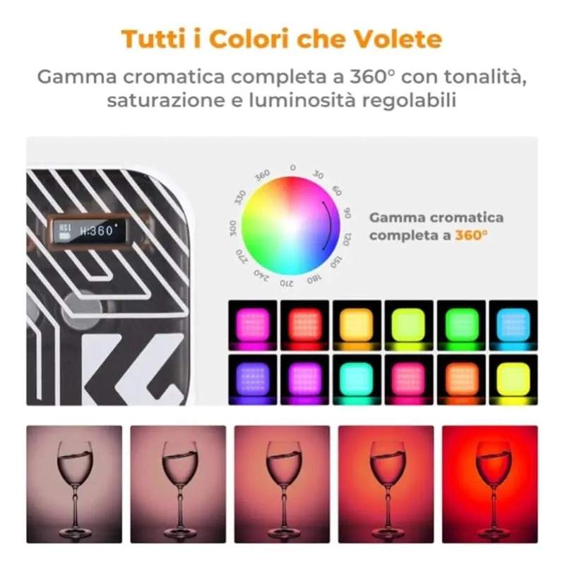 FOCO LED RGB PORTATIL CON EFECTOS DE LUZ Y BATERIA RECARGABLE - 3