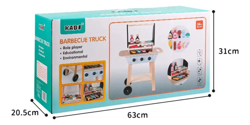 JUGUETE BARBACOA DE MADERA PARA NIÑOS CON ALIMENTOS - 1