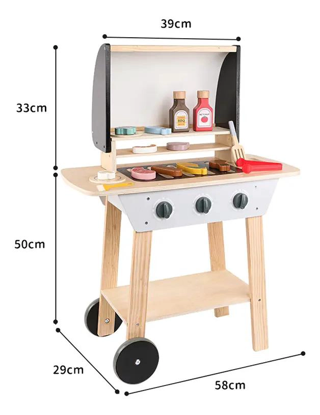 JUGUETE BARBACOA DE MADERA PARA NIÑOS CON ALIMENTOS - 2