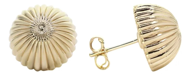 AROS DE ORO ESTILO BOTON CON RELIEVE ELEGANTES Y SOFISTICADOS - 1