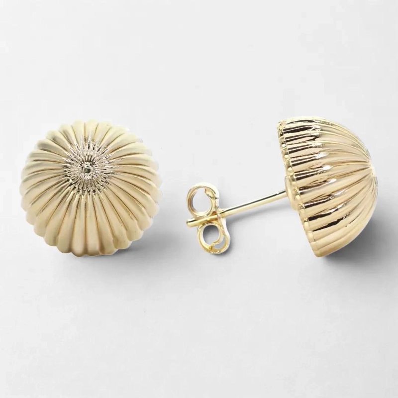 AROS DE ORO ESTILO BOTON CON RELIEVE ELEGANTES Y SOFISTICADOS - 9