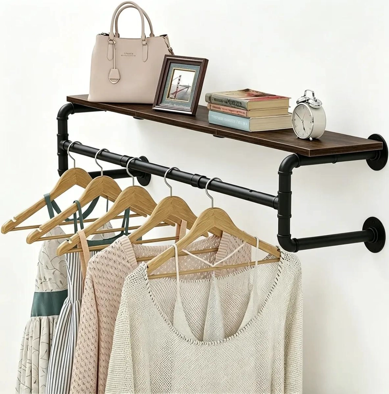 PERCHERO INDUSTRIAL VINTAGE PARA COLGAR ROPA EN PARED - 1